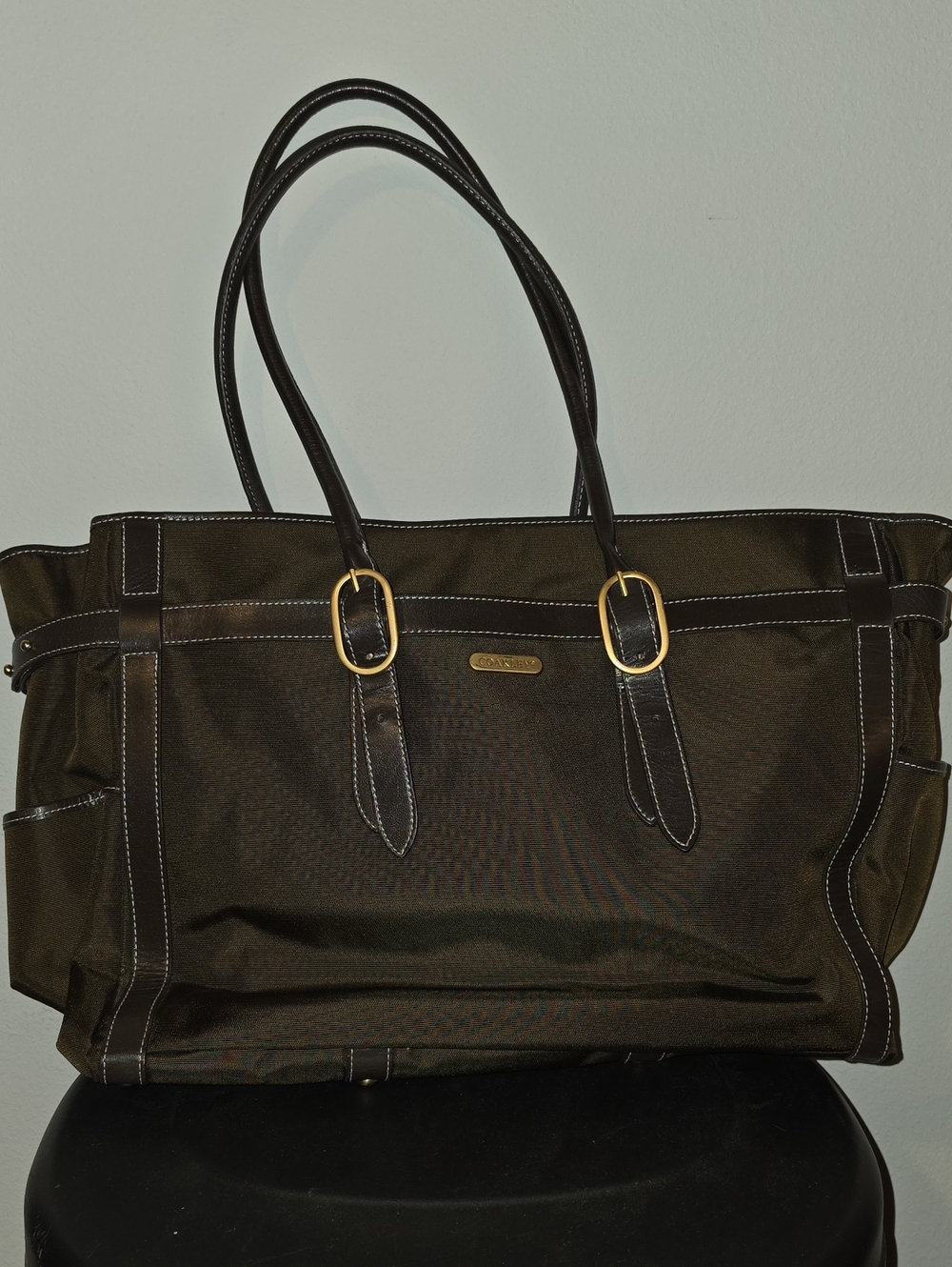 Coakley Dark Brown Tote with Gold-Tone Accents